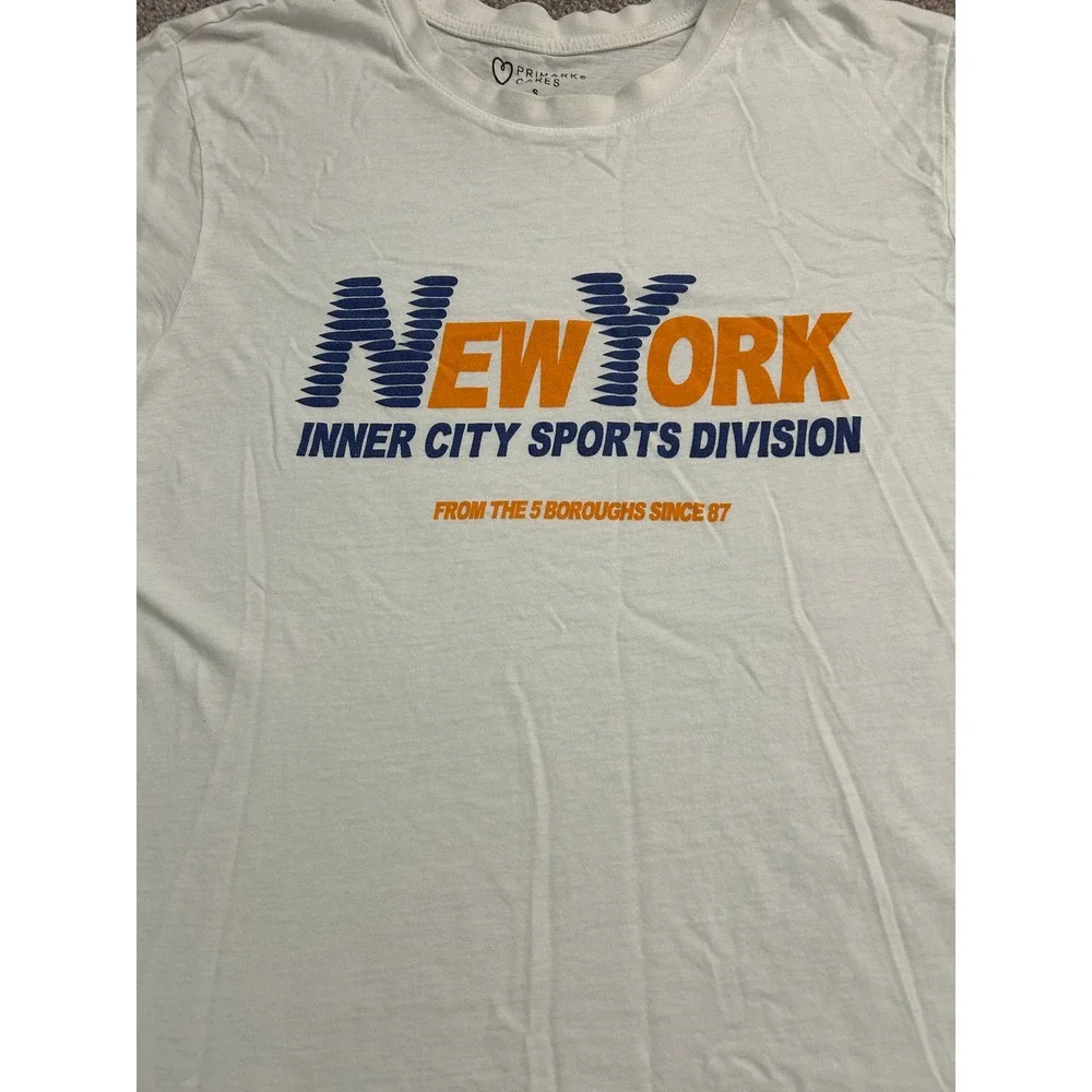 Primark New York Inner City Sports Division Tee Womens Small White Excellent - Picture 4 of 9